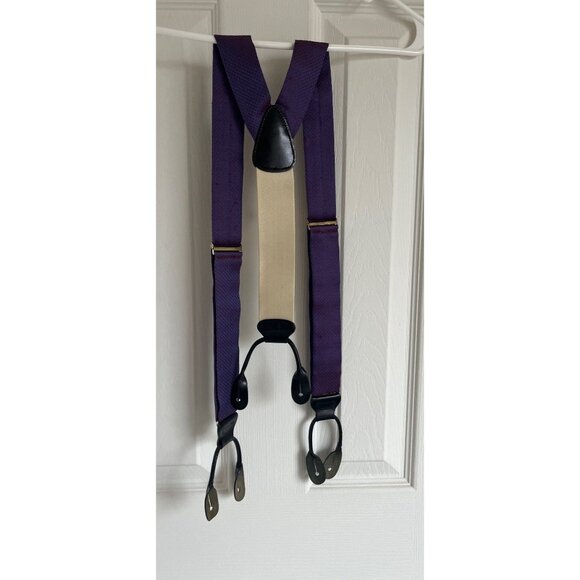 Vintage Trafalgar Silk Button End Braces Suspenders Purple & Red Abstract Patter - Picture 2 of 6